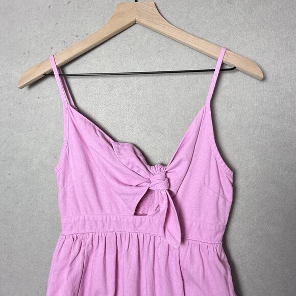 Old Navy Pink Linen Blend A-Line Sleeveless Tank Mini Dress Cottagecore Boho S - Picture 3 of 11